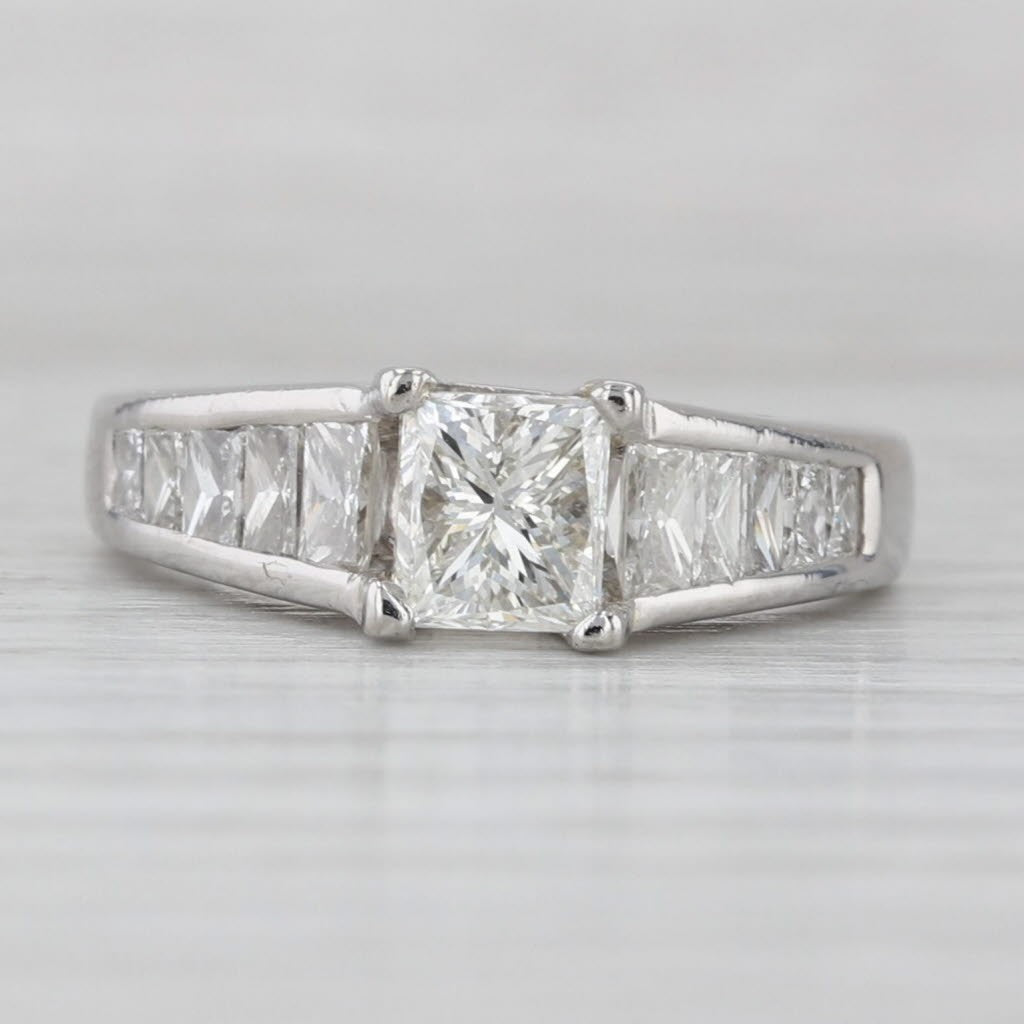 1.00ct Rectangular Modified Brilliant Diamond Cathedral Ring — GIA Certified, Platinum