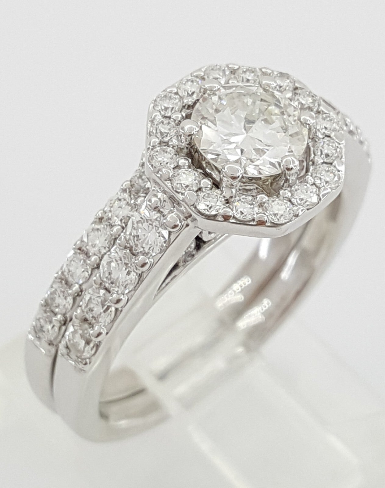 0.62ct Round Brilliant Diamond Halo Engagement Ring — GIA Certified, 14k White Gold