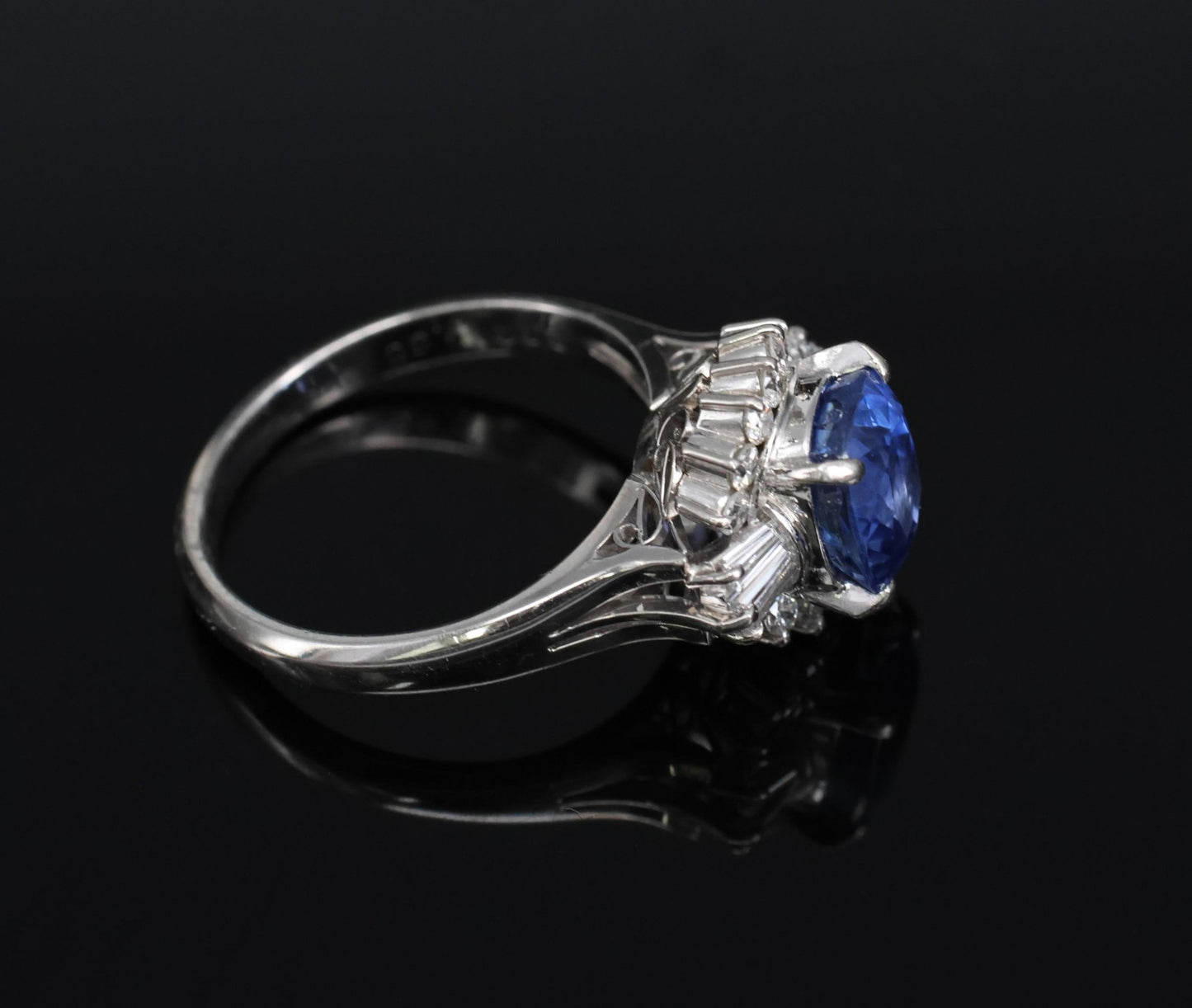 2.72ct Cushion Cut Ceylon Sapphire & 0.55ct Diamond Ring — GIA Certified, Platinum