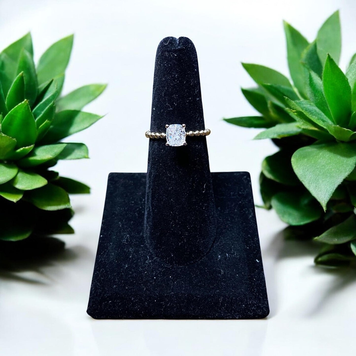 0.95ct Cushion Diamond Beaded Band Solitaire Ring — GIA Certified, 14k Yellow Gold