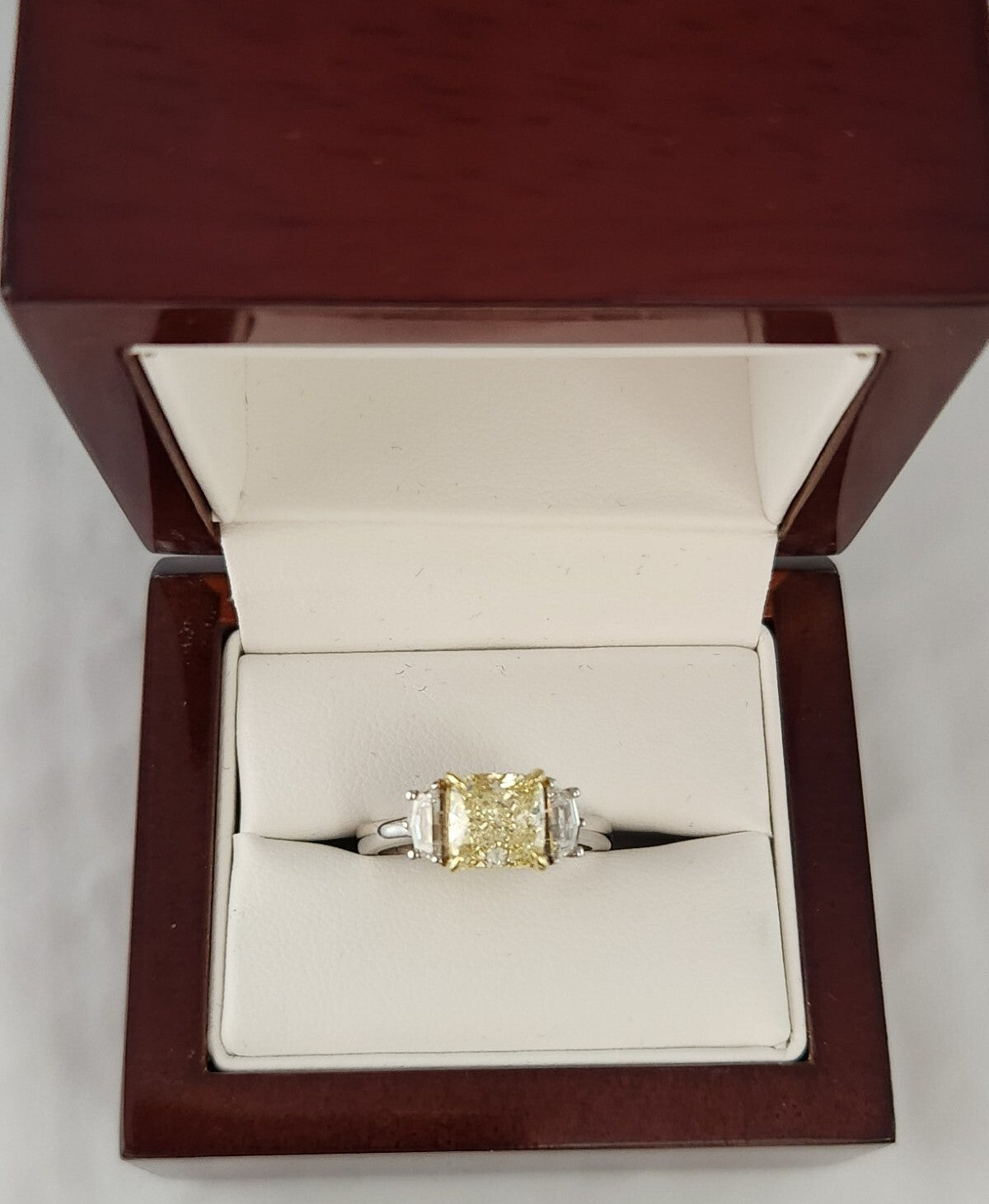 2.01ct Cushion Modified Brilliant Fancy Light Yellow Diamond Engagement Ring — GIA Certified, 18K White & Yellow Gold