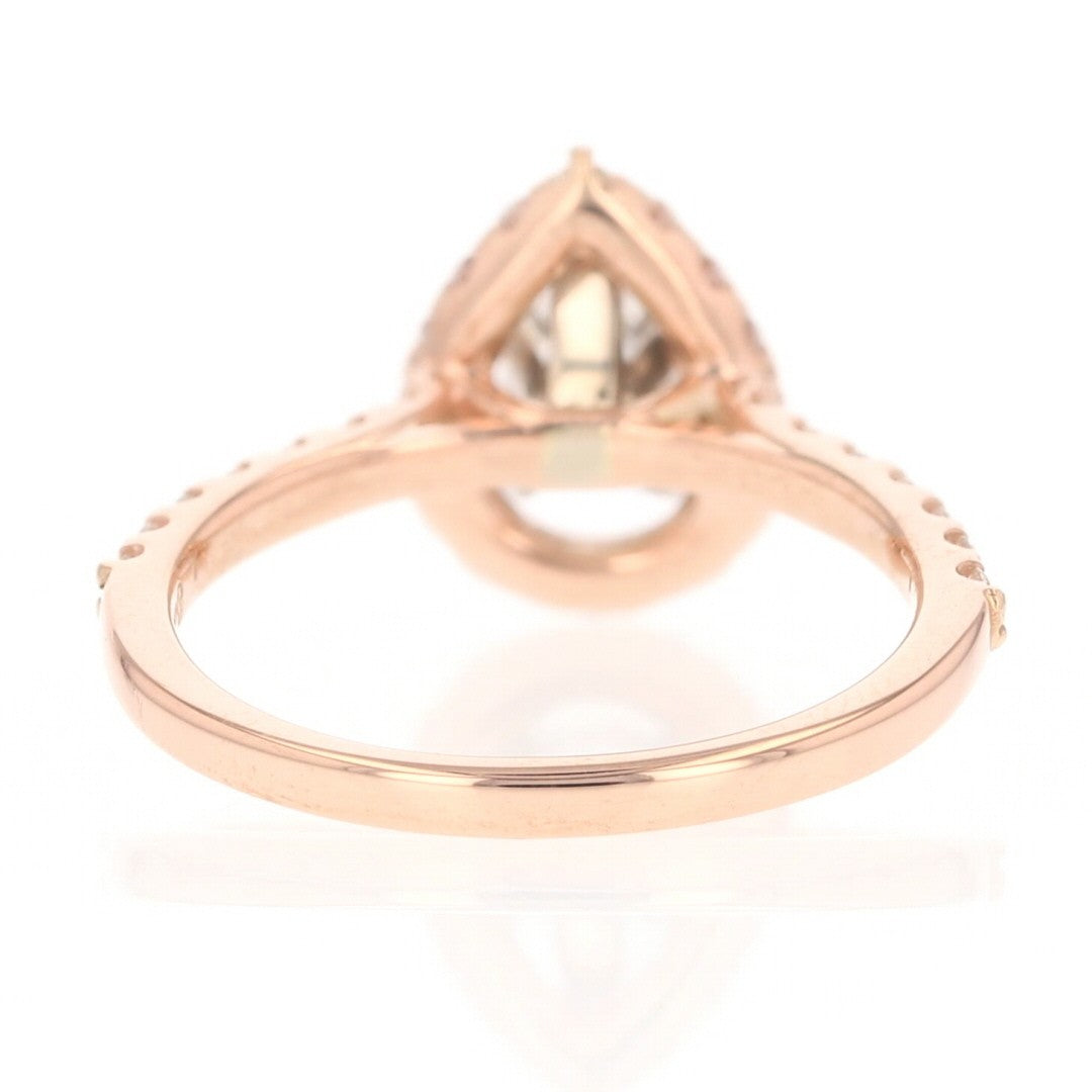 0.85ct Pear Diamond Halo Pavé Engagement Ring — GIA Certified, 14k Rose Gold