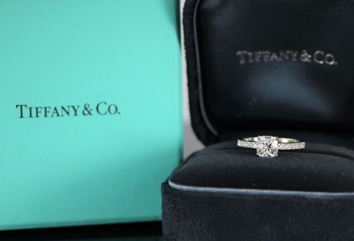 1.08ct Round-Cornered Square Modified Brilliant Diamond Engagement Ring — GIA Certified, Platinum