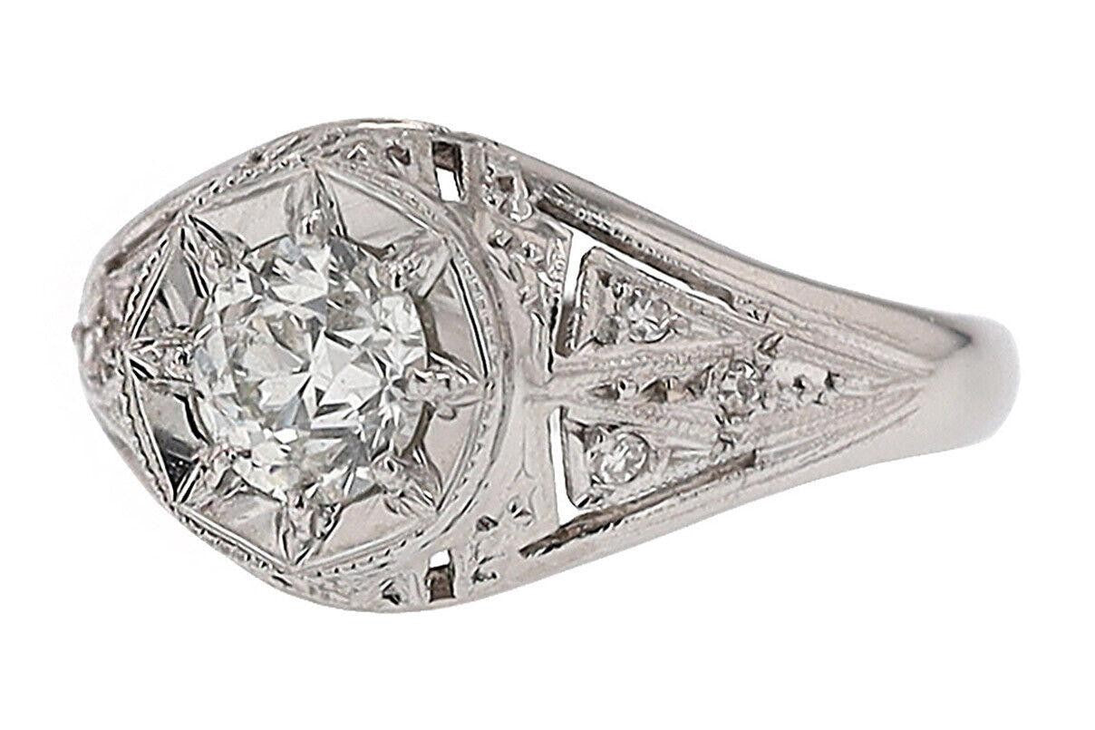 0.53ct Old European Cut Art Deco Diamond Ring — GIA Certified, Platinum