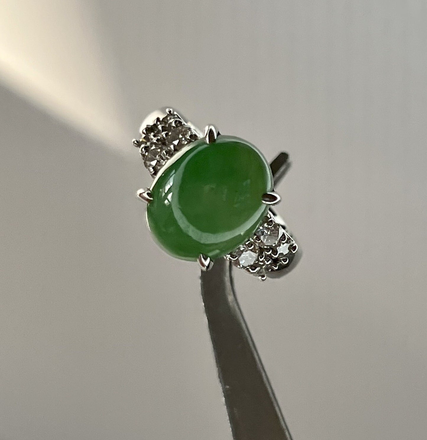 0.55ct Diamond & Jade Jadeite Ring — GIA Certified, Platinum 900