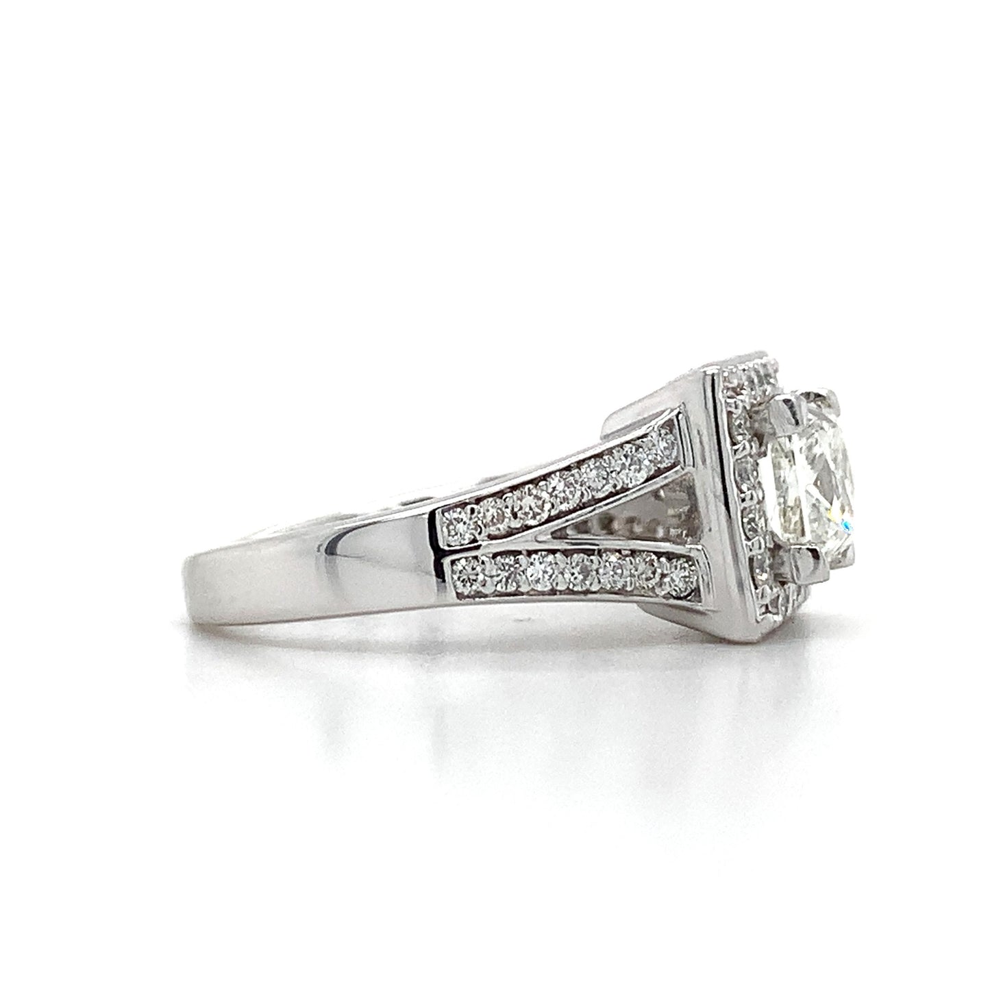 0.96ct Princess Cut Diamond Halo Ring — GIA Certified, 14k White Gold