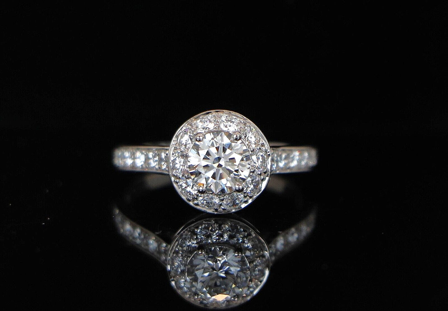 1.34ct Round Brilliant Diamond Halo Engagement Ring — GIA Certified, Platinum