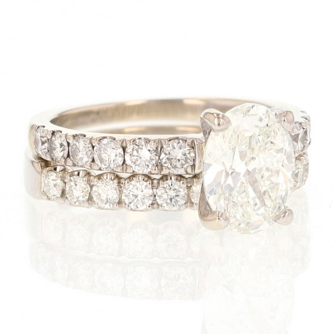 2.58ct Oval Diamond Pavé Wedding Set — GIA Certified, 14k White Gold