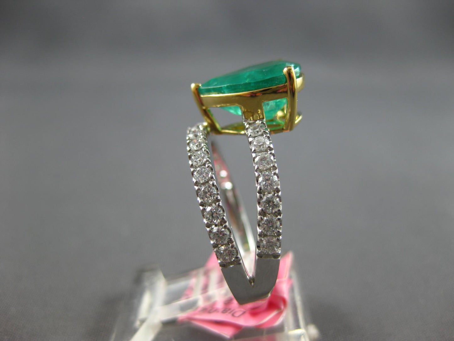 2.95ct Round Diamond & Pear Emerald Two-Tone Engagement Ring — GIA Certified, 18k Gold