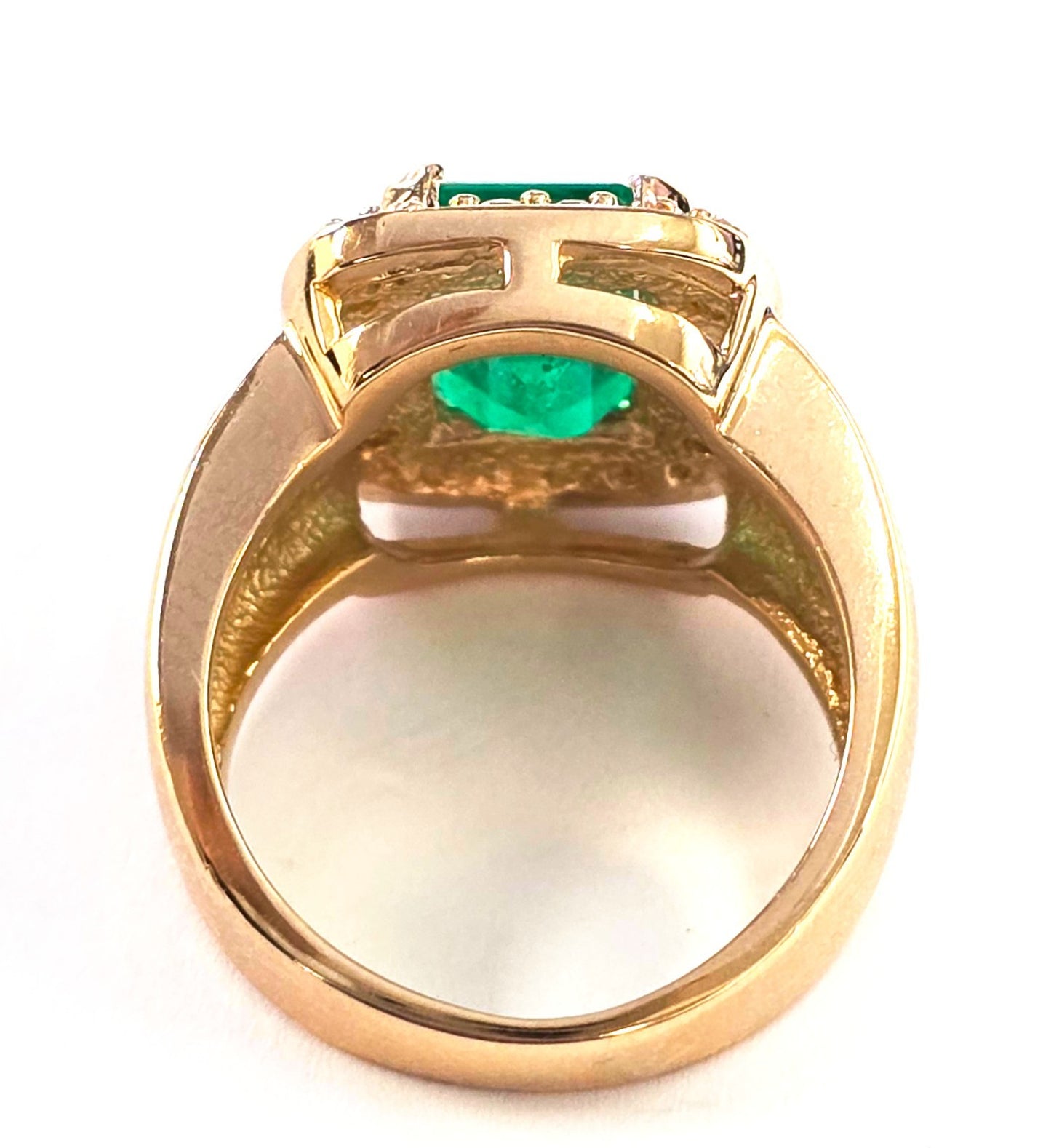 3.09ct Emerald Cut Colombian Emerald & Diamond Ring — GIA Certified, 14k Yellow Gold