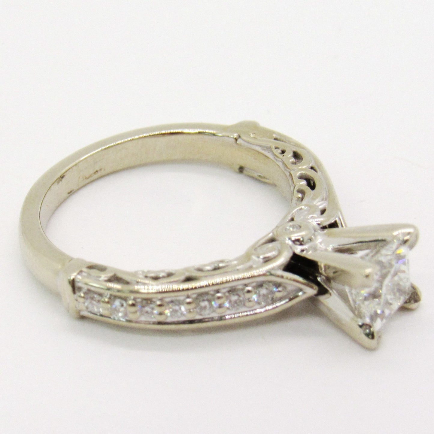 0.71ct Square Modified Brilliant Diamond Solitaire Ring — GIA Certified, 14k White Gold
