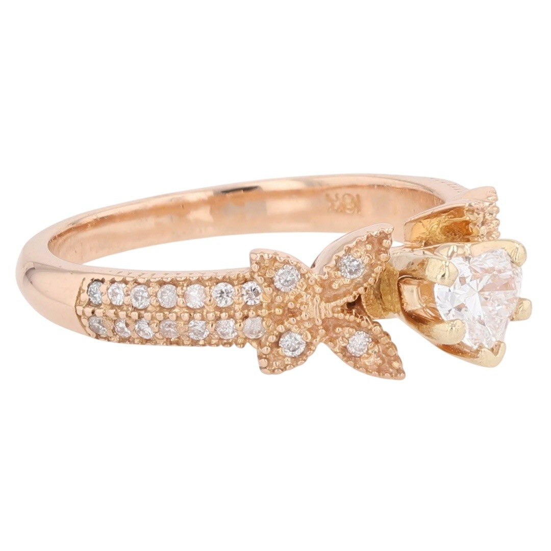 0.45ct Heart Diamond Engagement Ring with Accents — GIA Certified, 18k Rose Gold