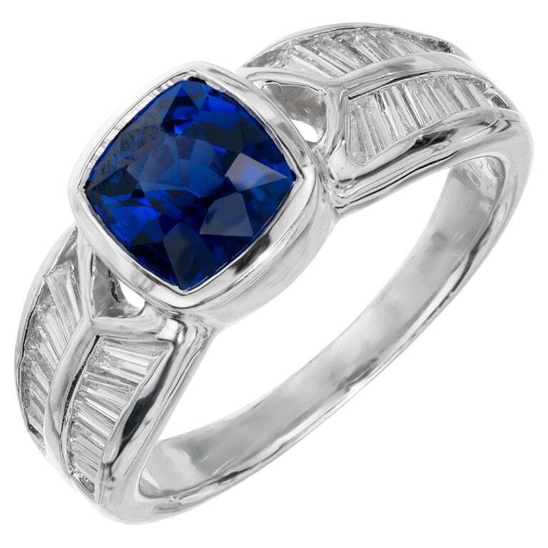 1.43ct Old European Cut Diamond Art Deco Ring — GIA Certified, Platinum with Sapphires