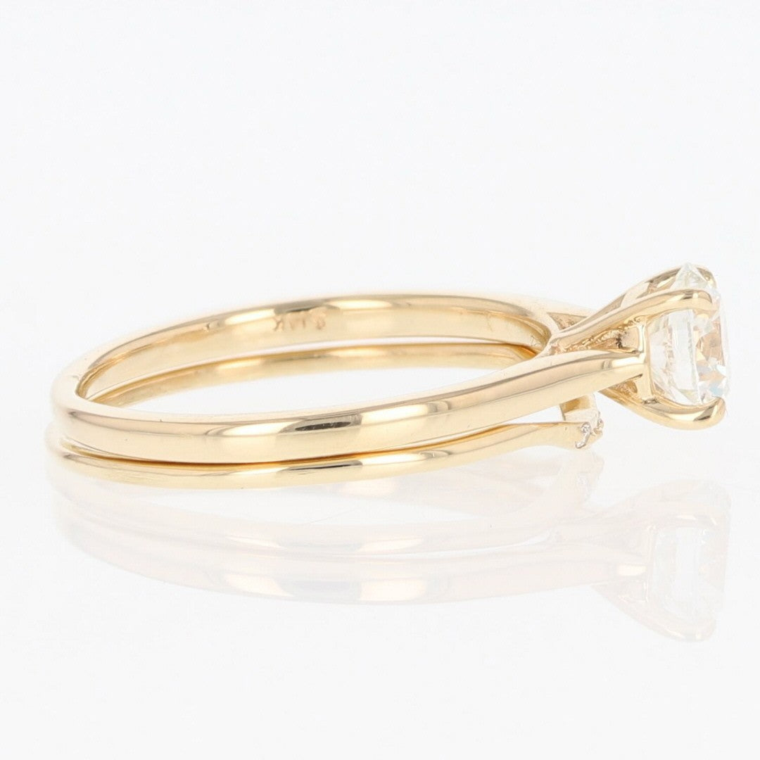 0.72ct Round Brilliant Diamond Solitaire with Accents Ring — GIA Certified, 14k Yellow Gold