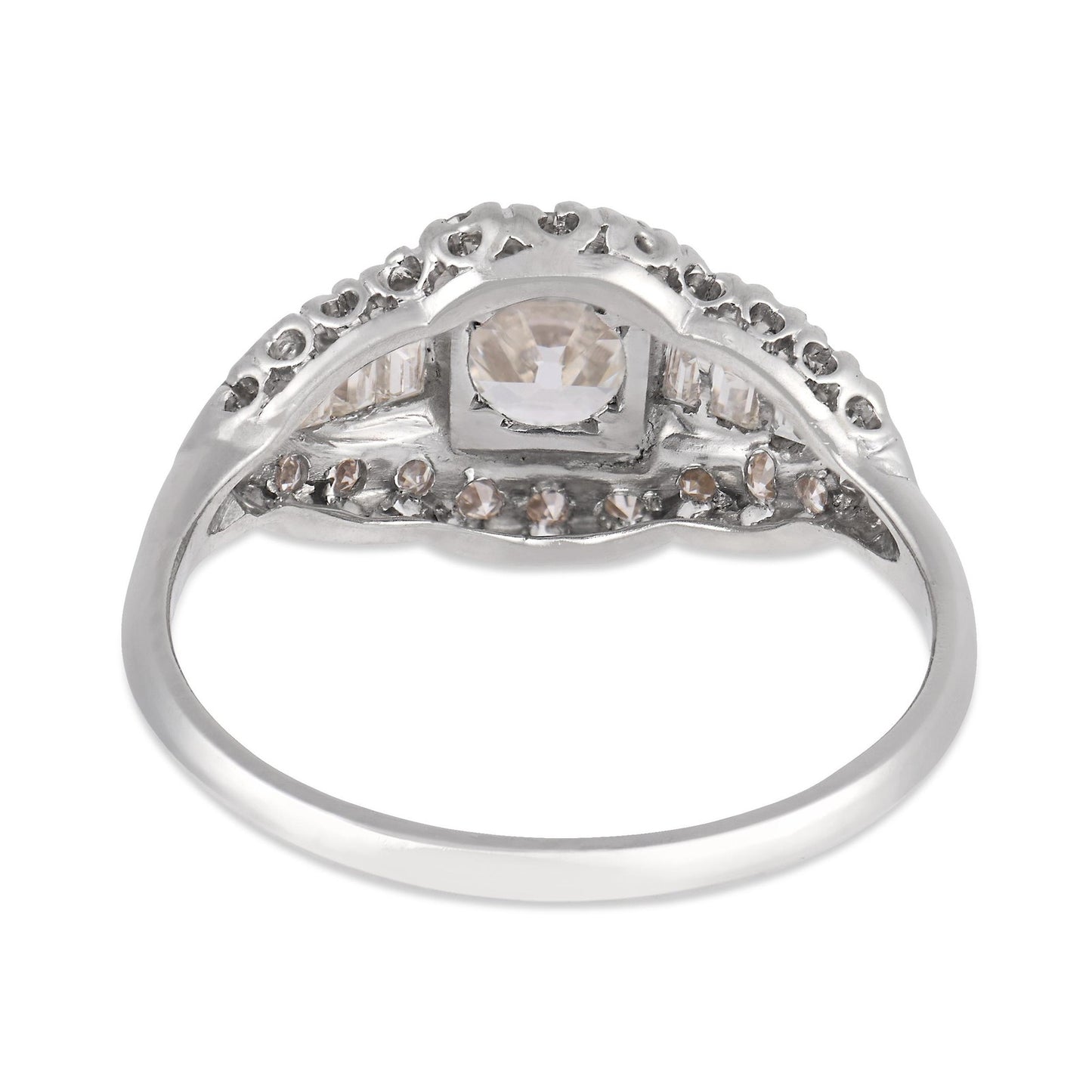 0.90ct Old Mine Cut Diamond Art Deco Ring — GIA Certified, Platinum
