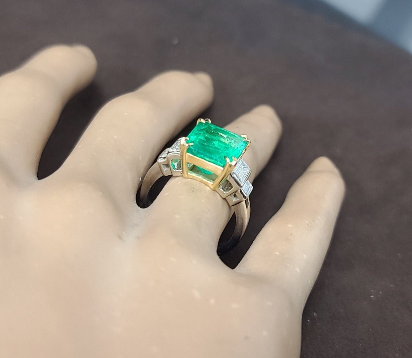 5.87ct Emerald Cut Colombian Emerald Ring — GIA Certified, Platinum & 18k Yellow Gold