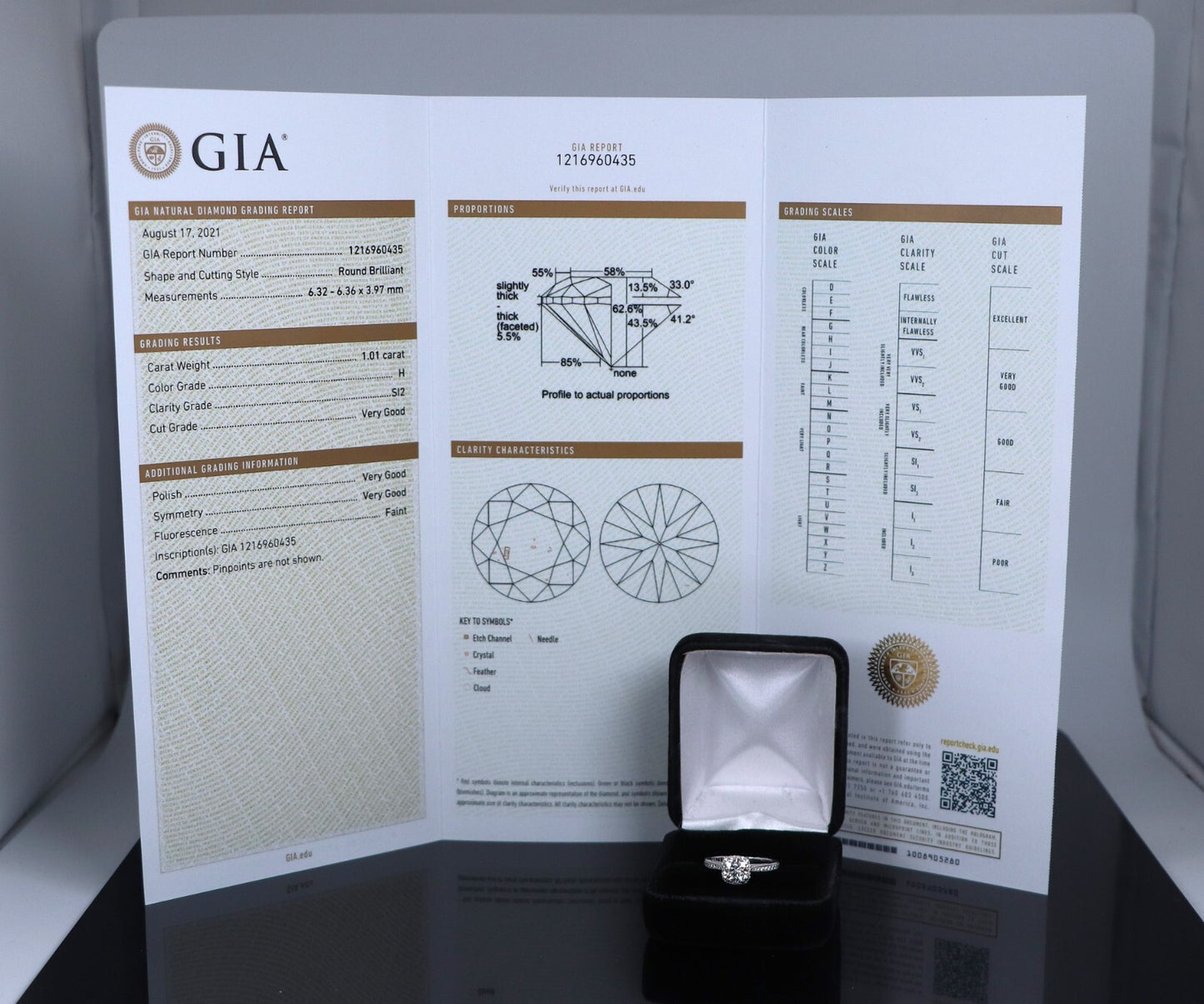 1.08ct Round Brilliant Diamond Engagement Ring — GIA Certified, Platinum