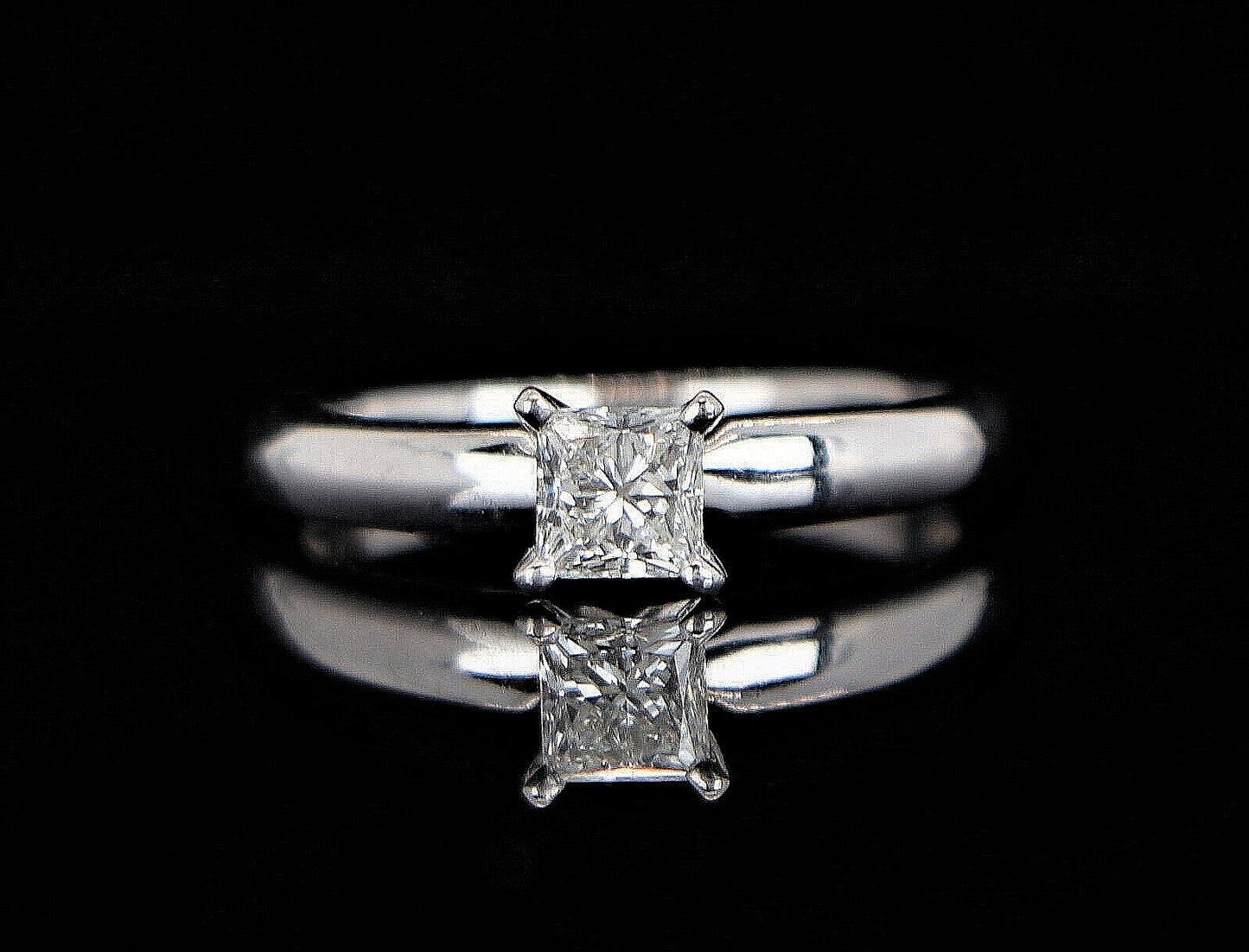 0.41ct Princess Cut Diamond Solitaire Ring — GIA Certified, 18k White Gold
