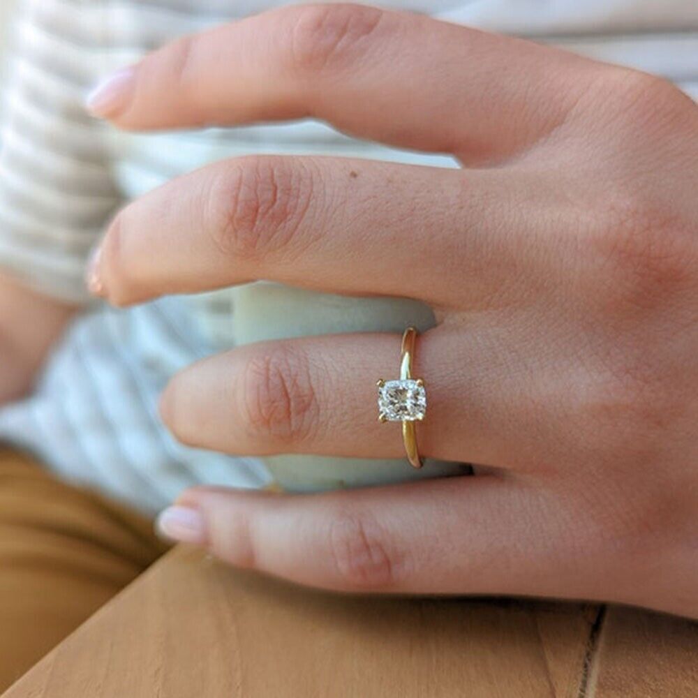 1.00ct Cushion Diamond Solitaire Ring — GIA Certified, 18k White Gold