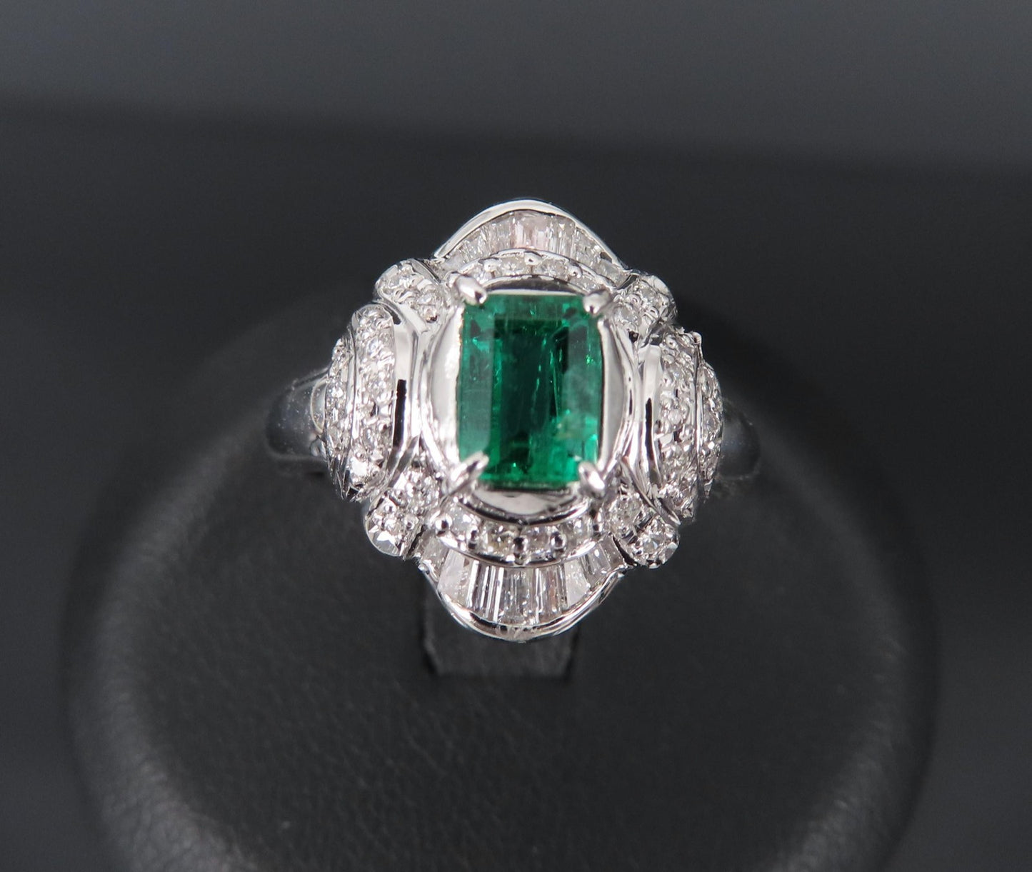 0.61ct Emerald Cut Colombian Emerald & 0.32ct Diamond Ring — GIA Certified, Platinum