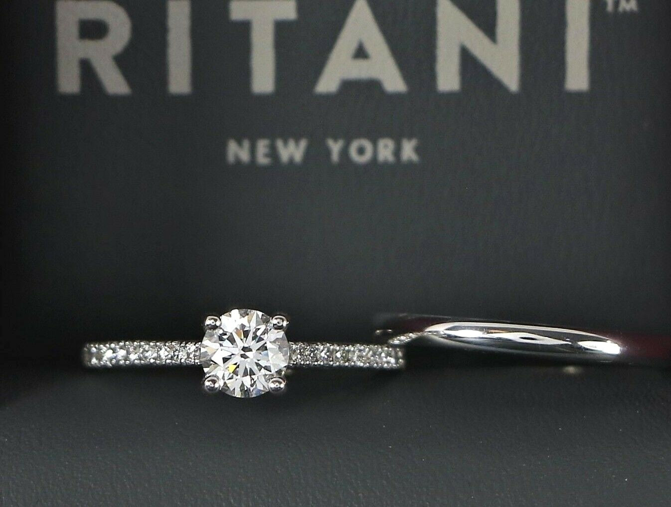 0.73ct Round Brilliant Diamond Engagement Ring with Wedding Band — GIA Certified, 14k White Gold