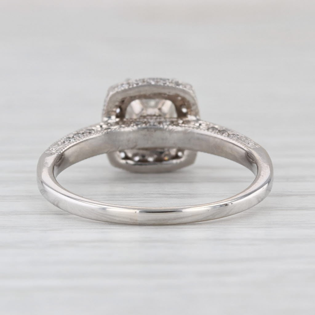 0.82ct Cushion Diamond Halo Engagement Ring — GIA Certified, 14k White Gold