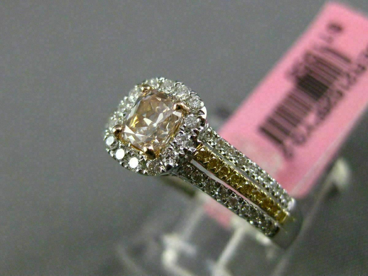 0.86ct Square Halo Diamond Engagement Ring — GIA Certified, 18k Tri-Color Gold