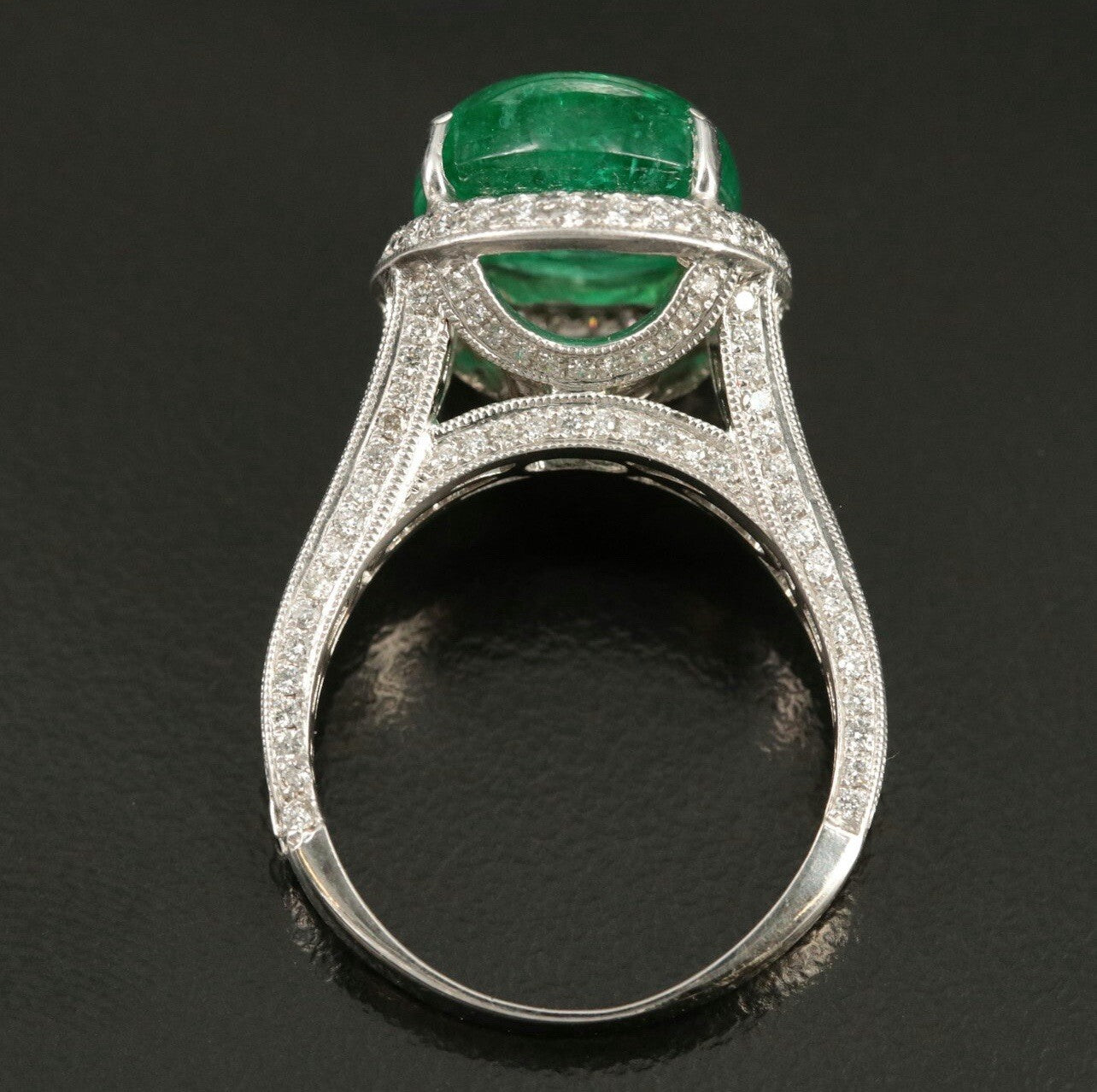 7.55ct Oval Emerald Diamond Ring — GIA Certified, 18k Gold