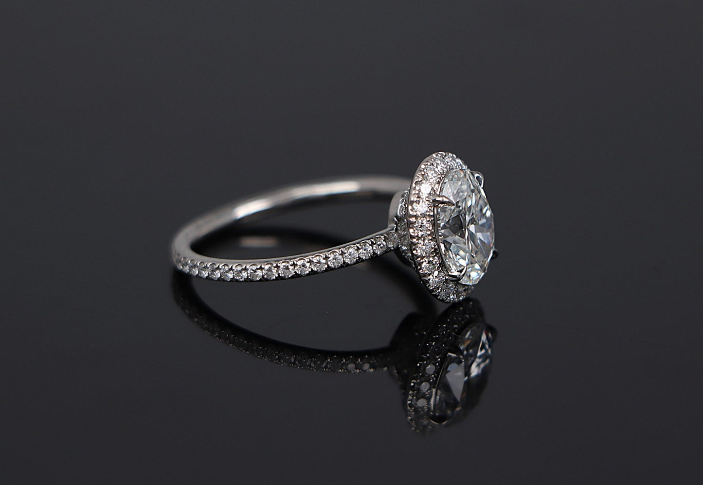 1.51ct Oval Brilliant Diamond Pavé Engagement Ring — GIA Certified, Platinum