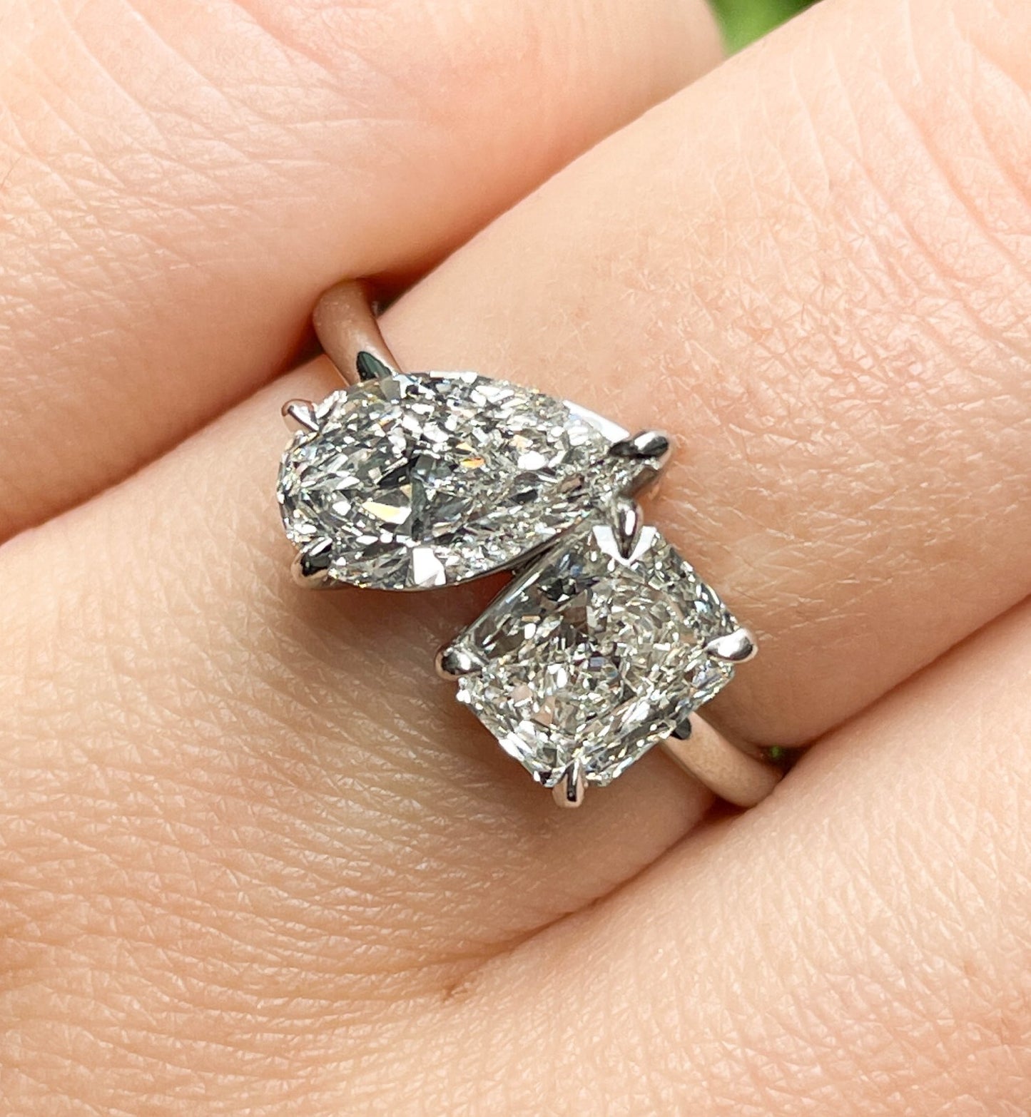 2.19ct Pear & Radiant Diamond Two-Stone Ring — GIA Certified, Platinum