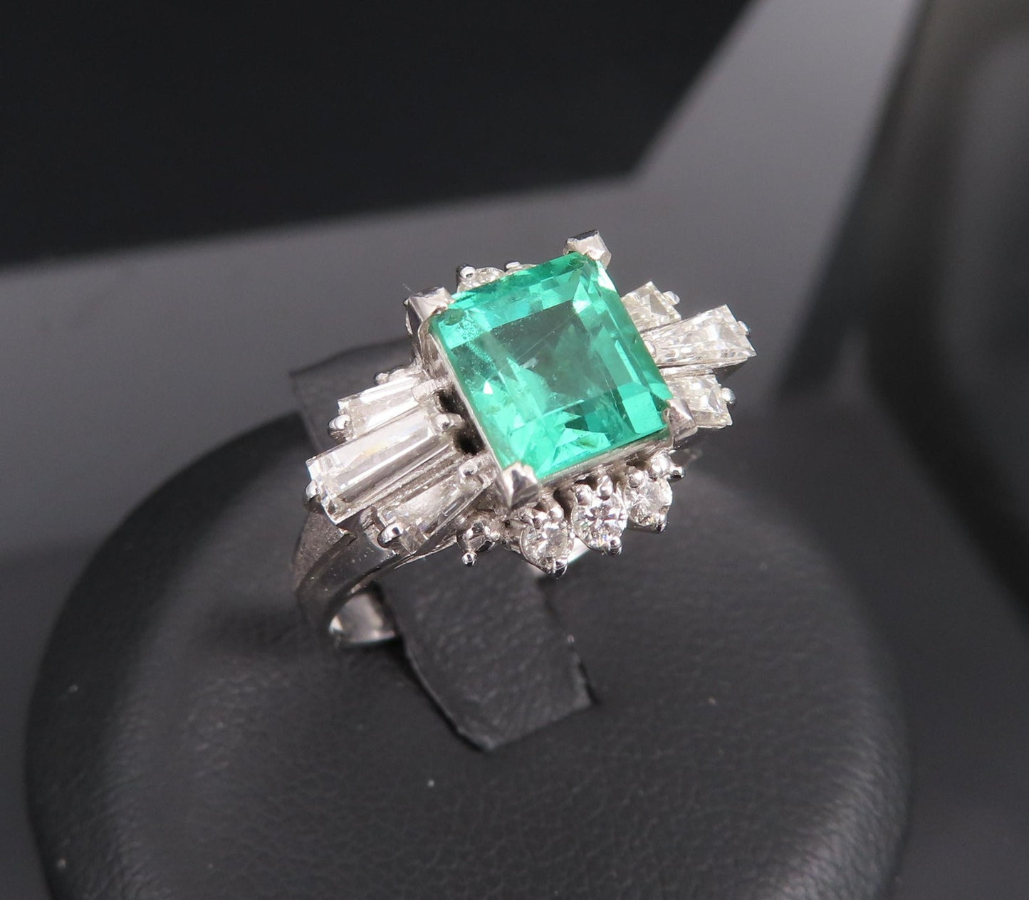 1.48ct Emerald Cut Natural Emerald Diamond Ring — GIA Certified, Platinum