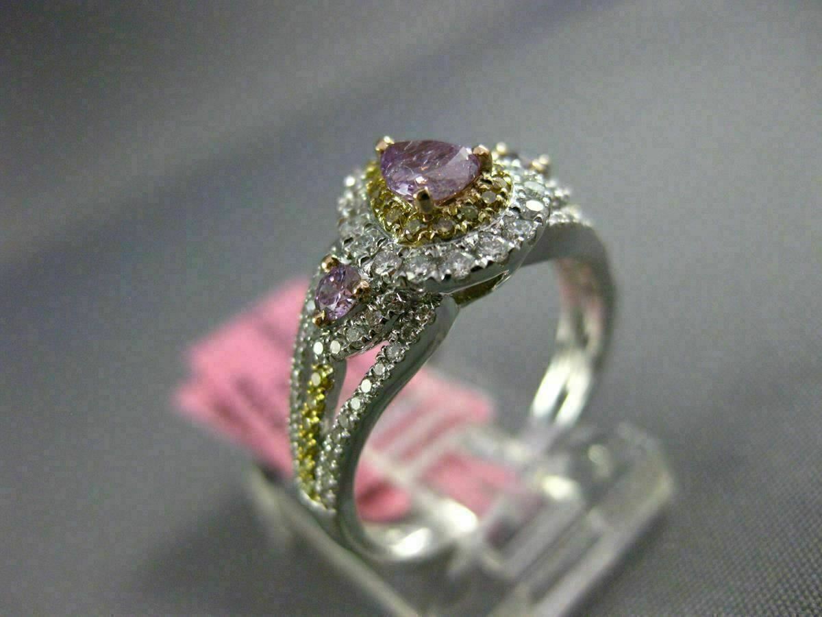 0.79ct Pear Diamond Halo Engagement Ring — GIA Certified, 18k Tri-Color Gold