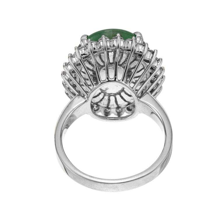 8.95ct Oval Jadeite Jade Diamond Halo Cocktail Ring — GIA Certified, 18k White Gold