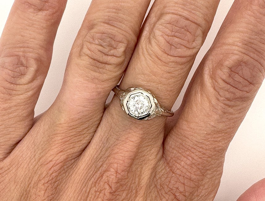 0.50ct Round Brilliant Diamond Cartier Ring — GIA Certified, 18k White Gold