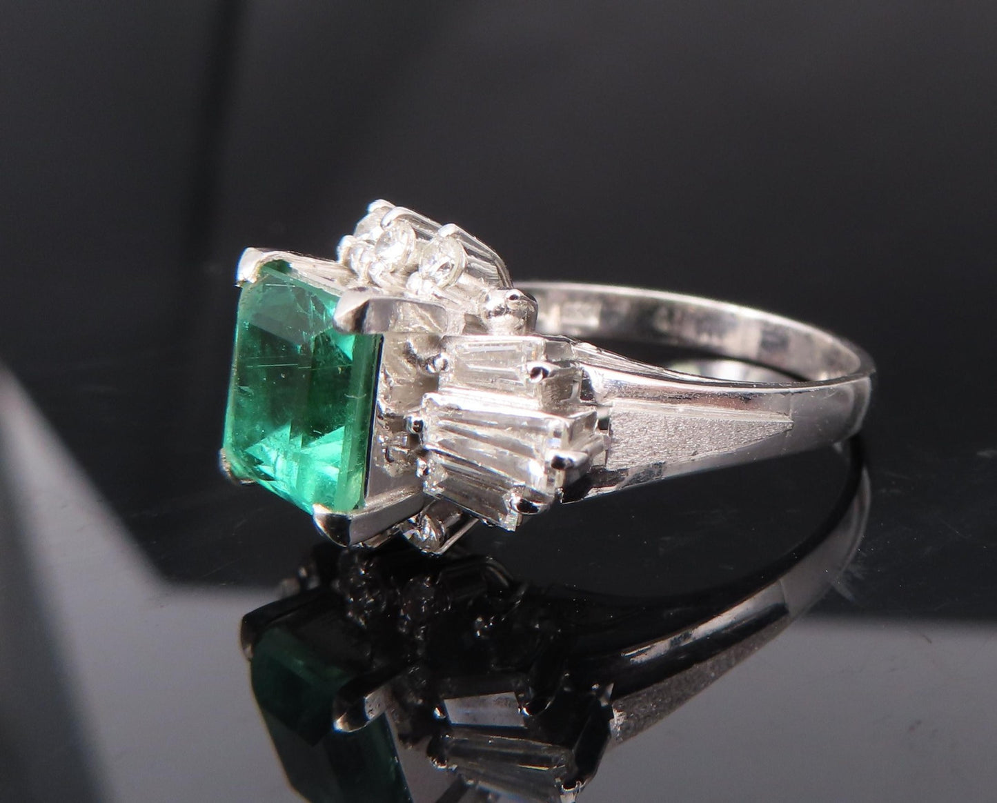 1.48ct Emerald Cut Natural Emerald Diamond Ring — GIA Certified, Platinum