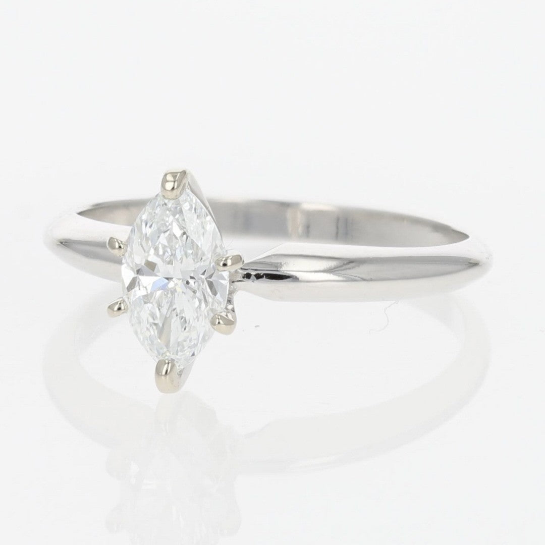 0.70ct Marquise Diamond Solitaire Engagement Ring — GIA Certified, 14k White Gold