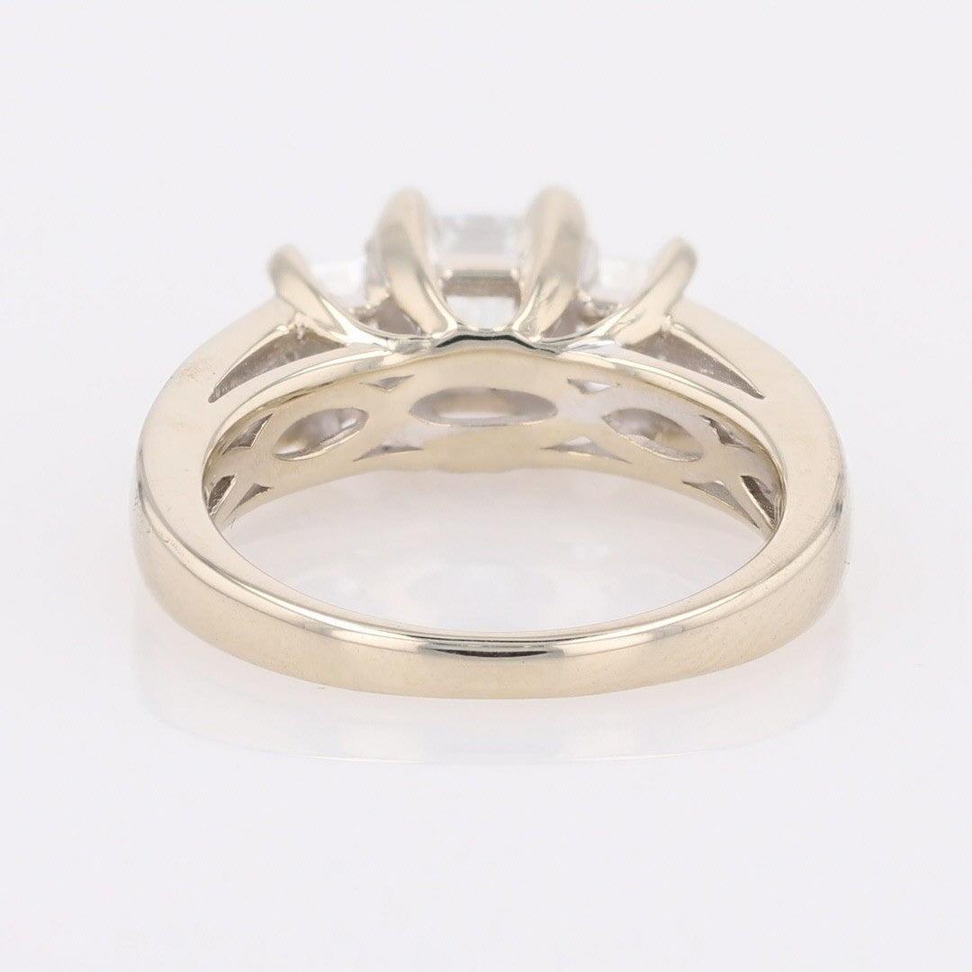 1.69ct Emerald Cut Diamond Three-Stone Ring — GIA Certified, 18k White Gold