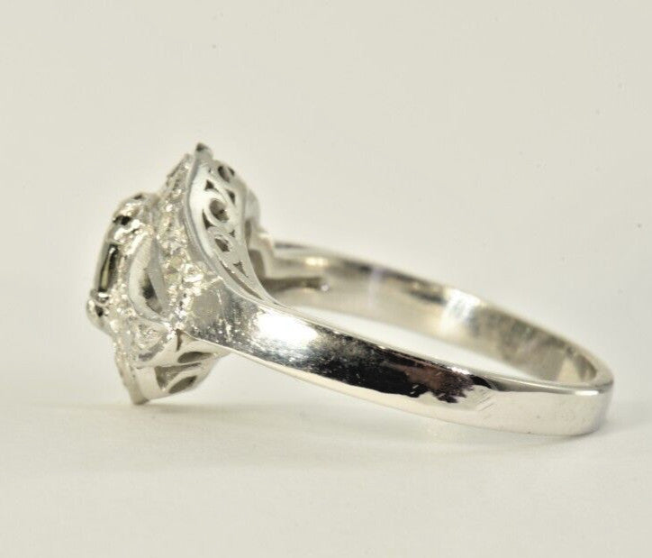 0.76ct Oval Alexandrite Vintage Diamond Ring — GIA Certified, 10k White Gold