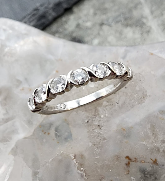 0.34ct Round Brilliant Diamond Row Band Ring — GIA Certified, 14k White Gold