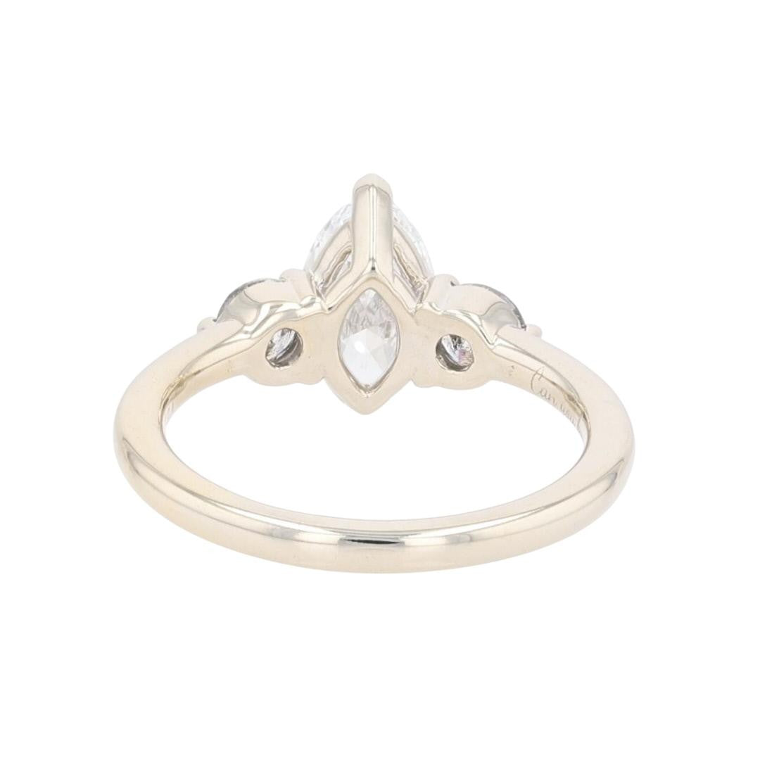 1.42ct Marquise Diamond Solitaire with Accents Ring — GIA Certified, 14k White Gold