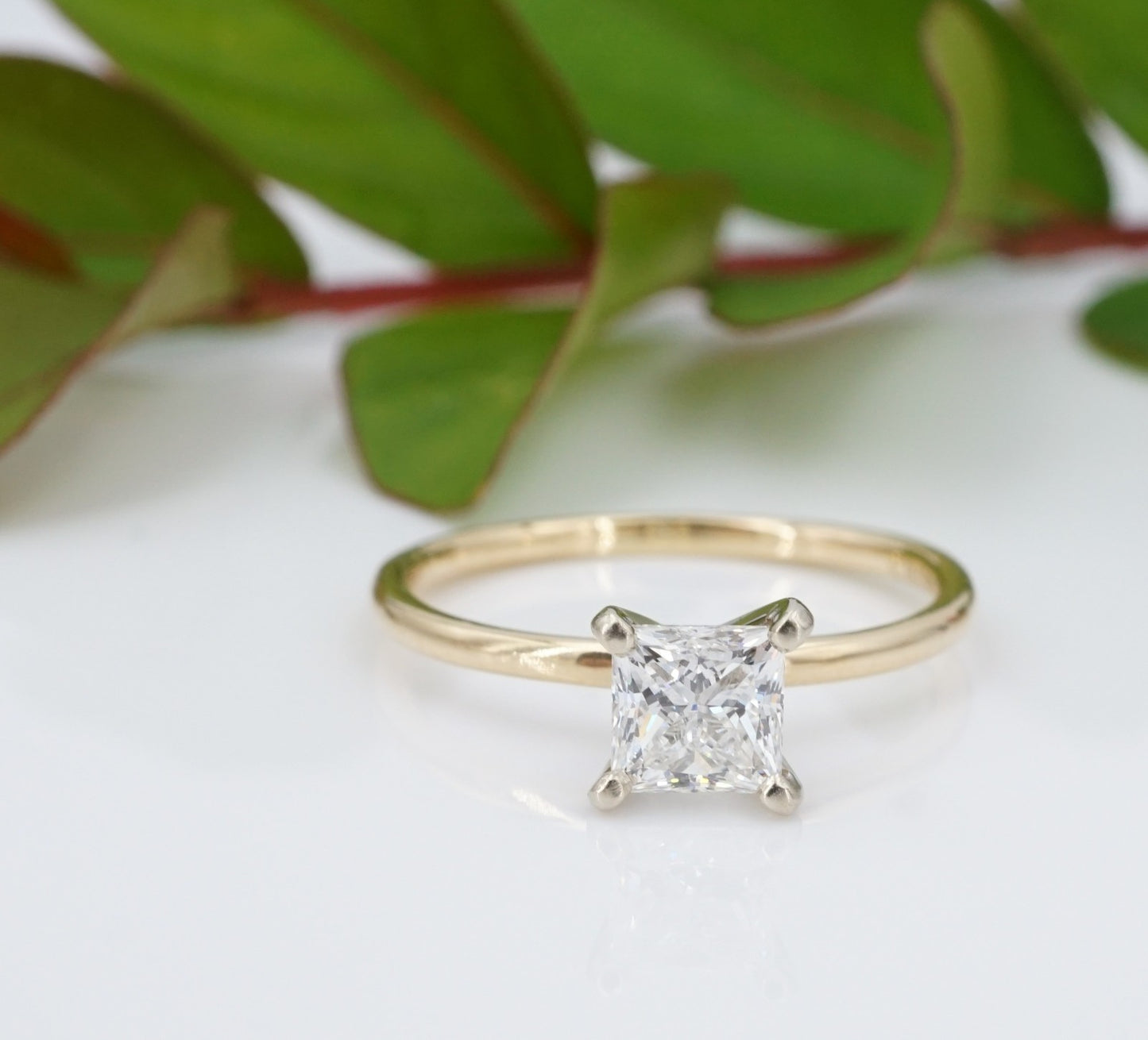 1.01ct Square Modified Brilliant Diamond Solitaire Ring — GIA Certified, 14k Gold