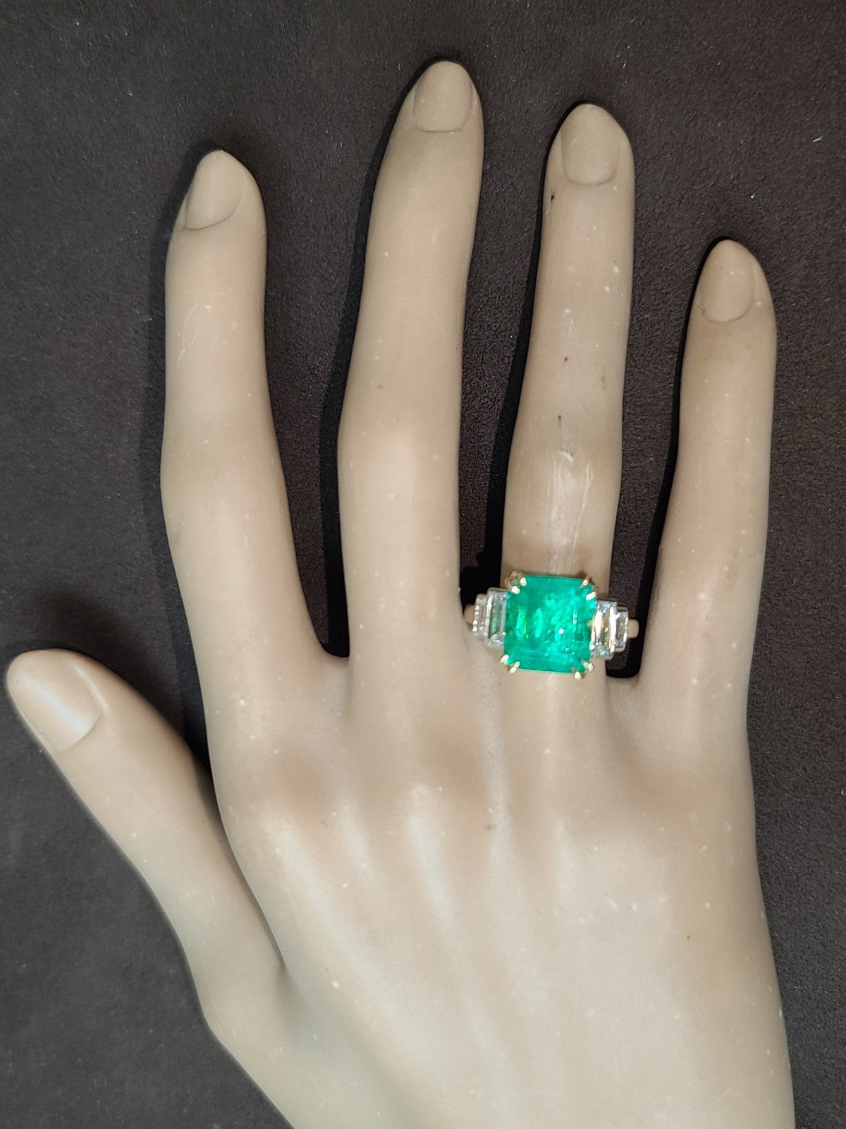 5.87ct Emerald Cut Colombian Emerald Ring — GIA Certified, Platinum & 18k Yellow Gold