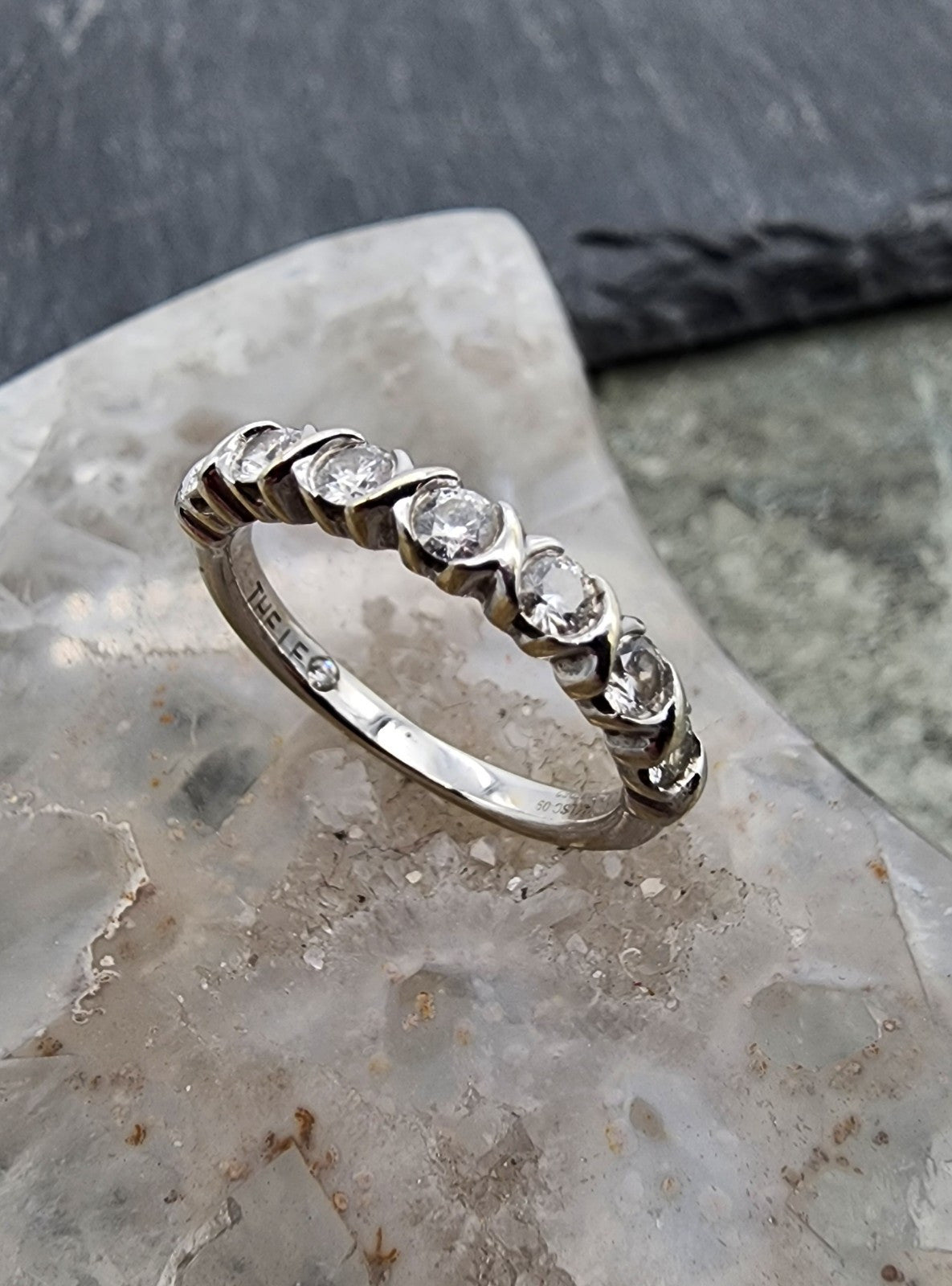 0.34ct Round Brilliant Diamond Row Band Ring — GIA Certified, 14k White Gold