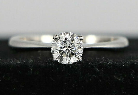 0.41ct Round Modified Brilliant Diamond Engagement Ring — GIA Certified, 18k White Gold