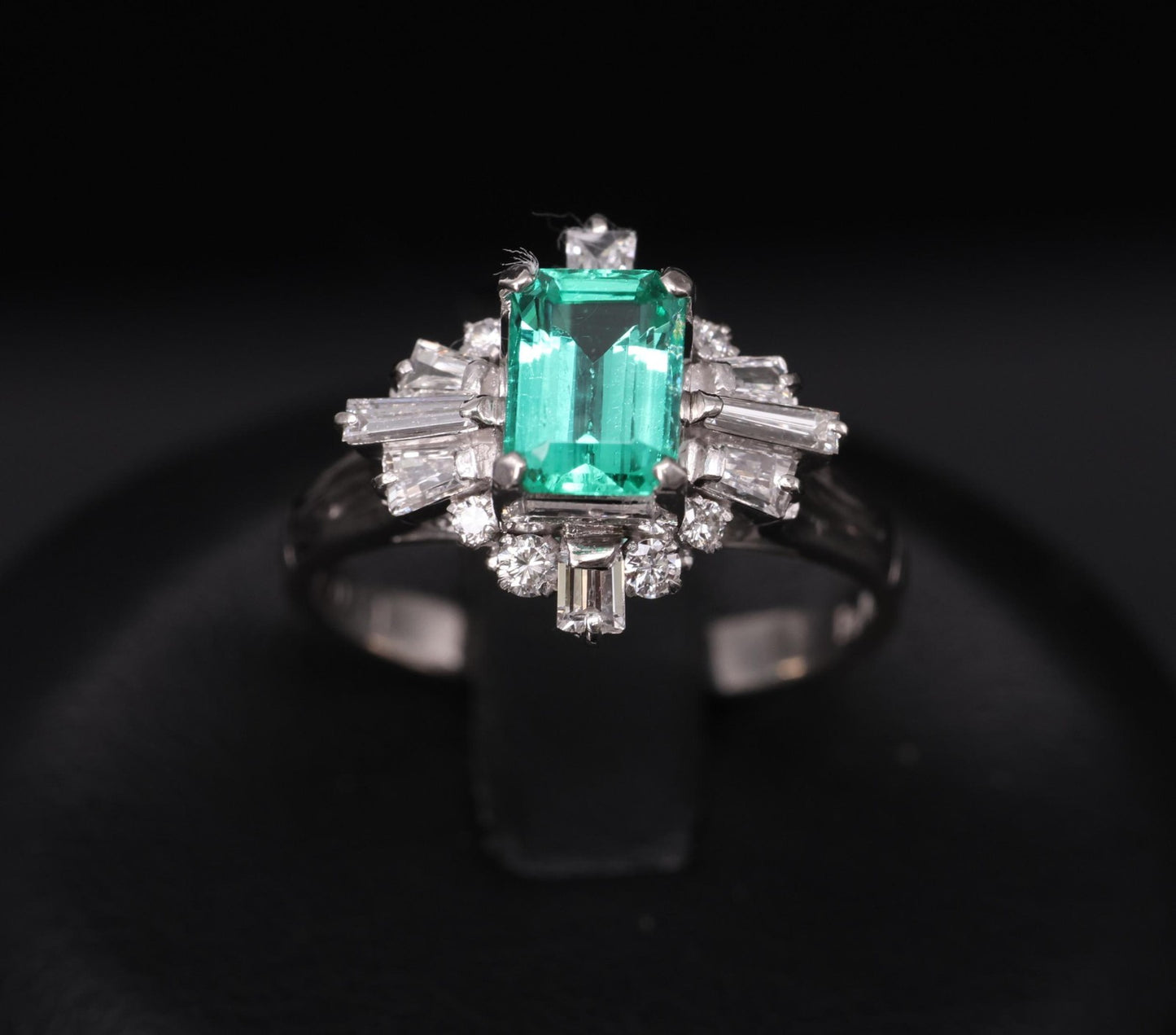 0.91ct Emerald Cut Colombian Emerald & Diamond Cocktail Ring — GIA Certified, Platinum