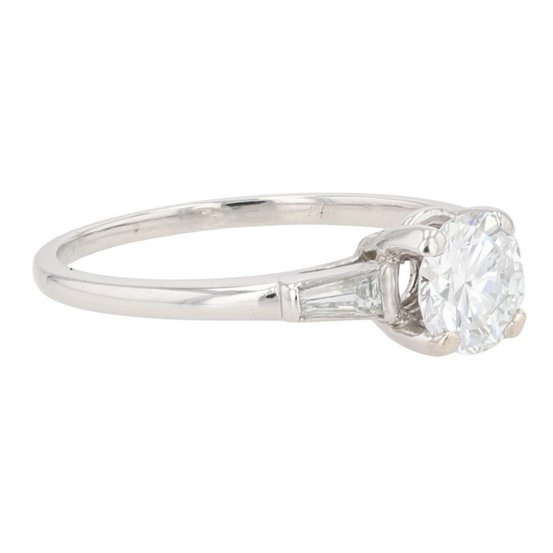 0.98ct Round Brilliant Diamond Solitaire with Accents Ring — GIA Certified, Platinum