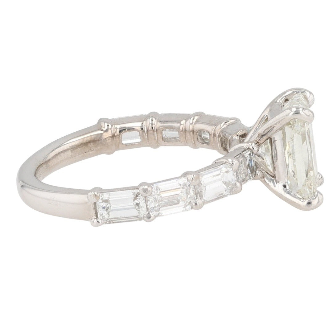2.78ct Radiant Diamond Solitaire with Baguette Accents Ring — GIA Certified, 14k White Gold