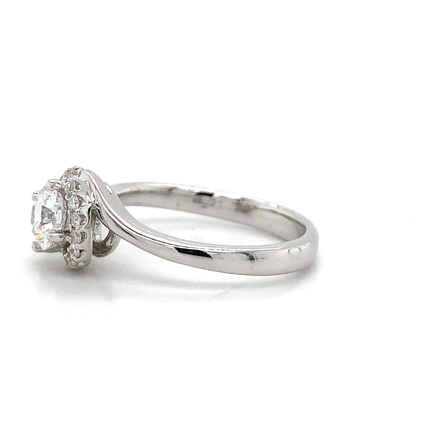 0.58ct Round Brilliant Diamond Milgrain Wedding Set — GIA Certified, 14k White Gold