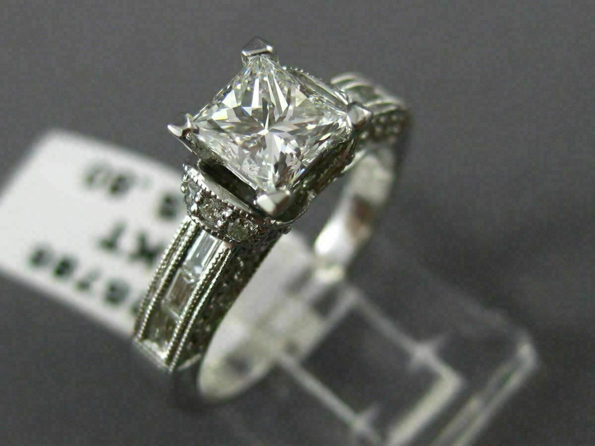 1.71ct Princess Diamond Milgrain Engagement Ring — GIA Certified, 14k White Gold