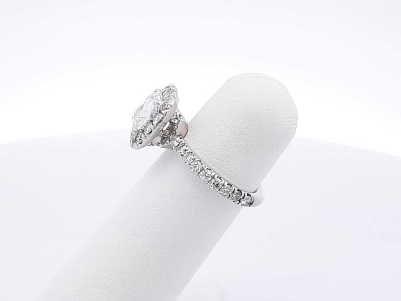 2.46ct Oval Diamond & Ruby Halo Engagement Ring — GIA Certified, 18k White Gold